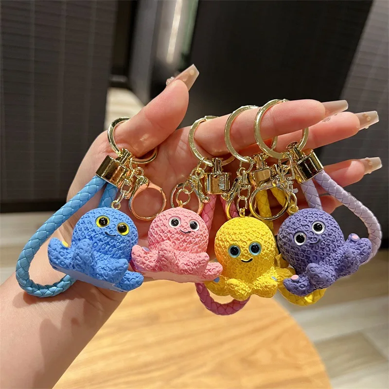 Милый смоляной шерстяной кукла-осьминог брелок для ключей праздничный