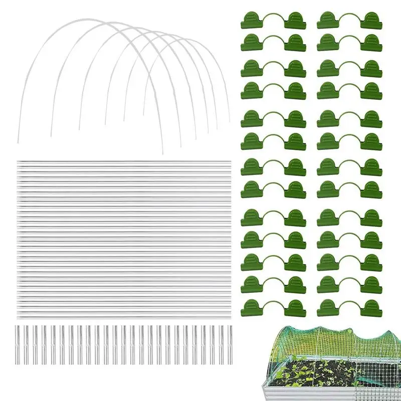 

Greenhouse Hoops Garden Hoops With Connectors Gardening Clamps Fiberglass Rod Grow Tunnel Support Frame Garden Greenhouse Holder