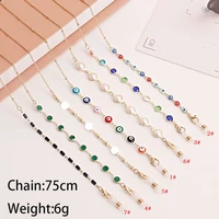 2022 fashion colorful crystal glasses chain devil eye mask neck strap for women hip hop reading sunglass frame lanyard jewelry