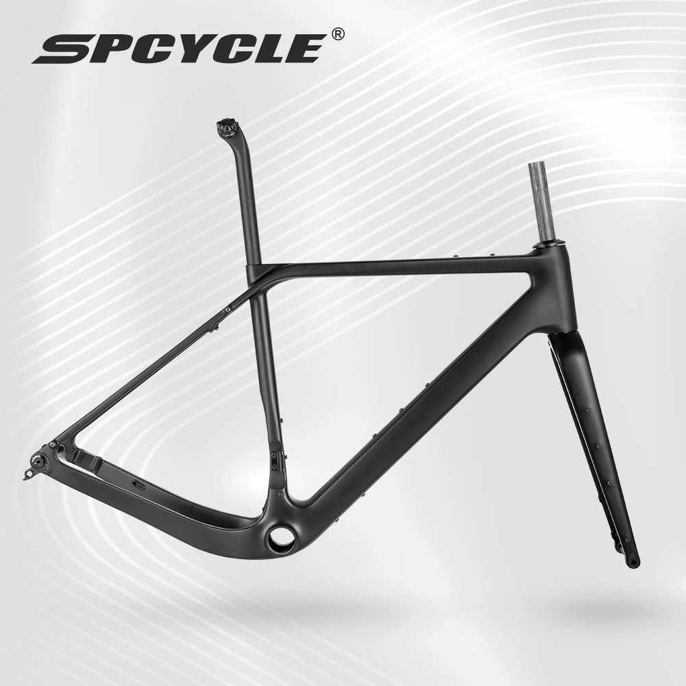 Spcycle 2023 New G058 Carbon Gravel Bike Frame Disc Brake 700Cx50C Full Hidden Cable Carbon Gravel Bicycle Frameset