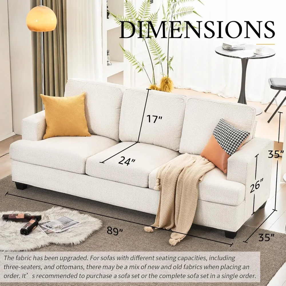 82-дюймовый диван удобный диван-диван с очень глубокими сиденьями — 3-местный из