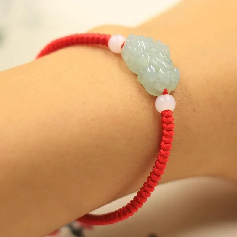 Индивидуальный натуральный нефритовый Изумрудный браслет Pixiu регулируемый