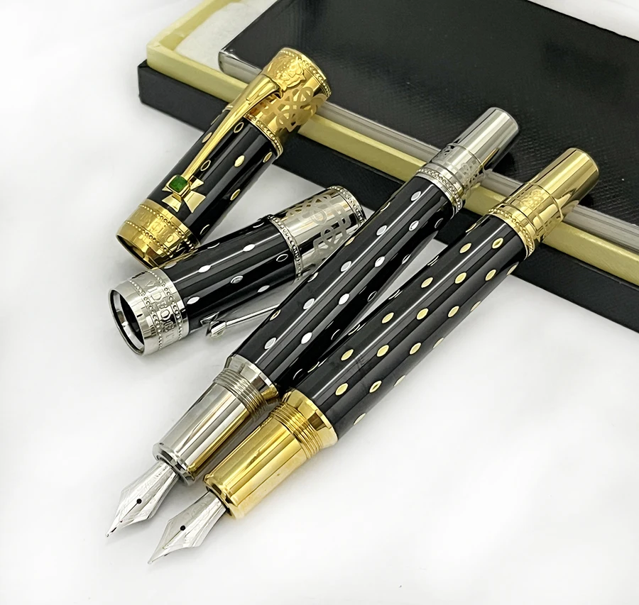 MLS Limited Edition Elizabeth MB Roller Ballpoint Pen Black Metal Relief  Random Color Diamond Office Fountain Writing Smooth
