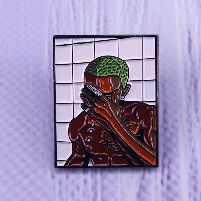 

Music album Wild Boy with green hair Television Brooches Badge for Bag Lapel Pin Buckle Jewelry Gift For Friends