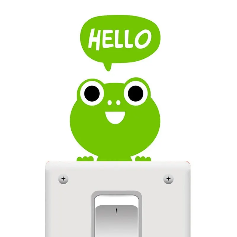 

1* Cartoon Frog Wall Stickers Wallpaper Removable Green Frog Switch Stickers For Kids Room