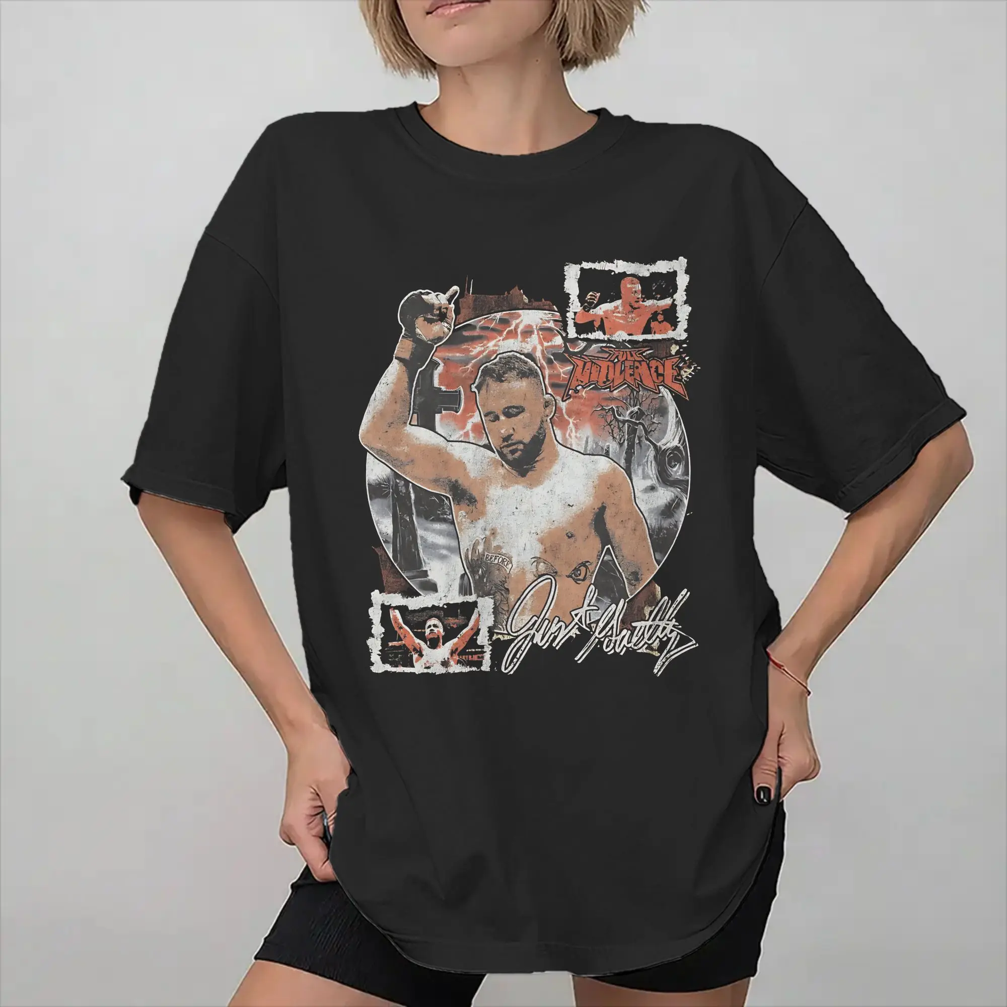 Фото Футболка All Seasons Justin Gaethje The Highlight для мужчин и женщин, футболка из 100% хлопка, одежда с короткими рукавами №1