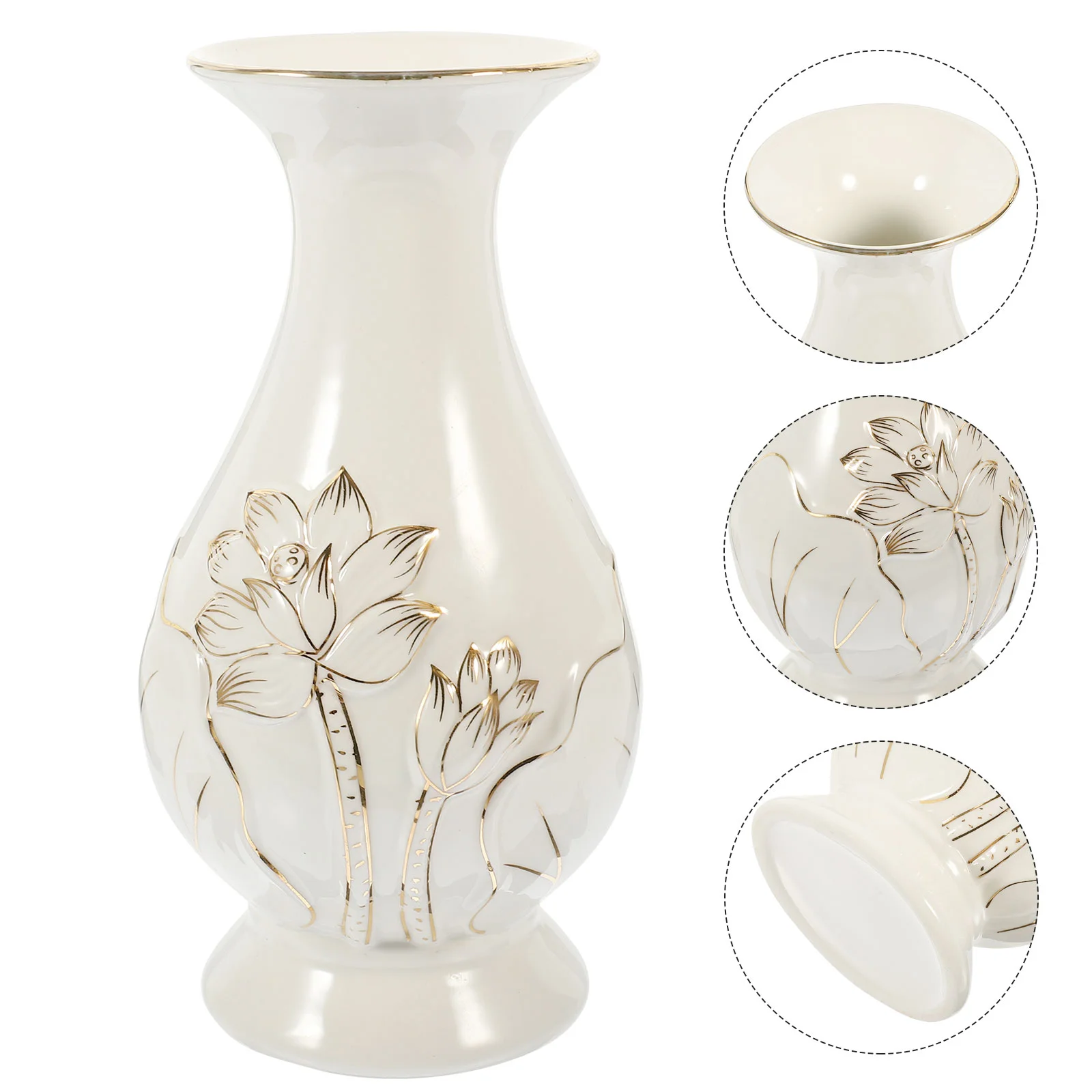 

Round Ceramic Planters Lotus Offering Bottle Birthday Decoration for Girl Bud Vase