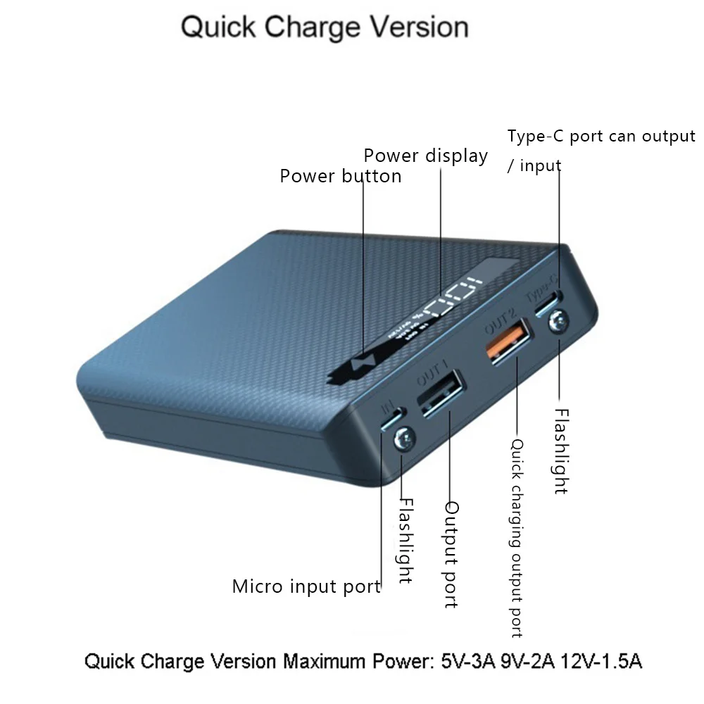 Фото ZDH 6X18650 Зарядное устройство Чехол Power Bank 18650 Зарядное устройство для зарядки мобильного телефона, стандартная зарядка, черный №4