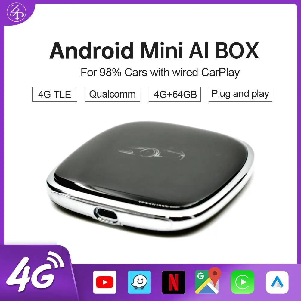 

Carplay Adapter Ai Box Android Auto Wireless Carplay Car Multimedia Player 4G LTE 8 Core for Youtube Netfix TV GPS Navigation