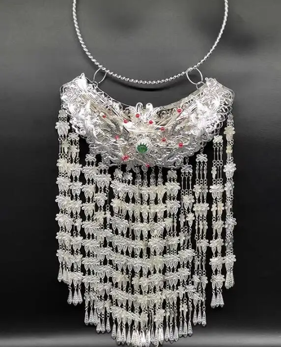 

Китайский серебряный замок Miao с длительным сроком службы, аксессуары для этнических танцев и представлений, ожерелье