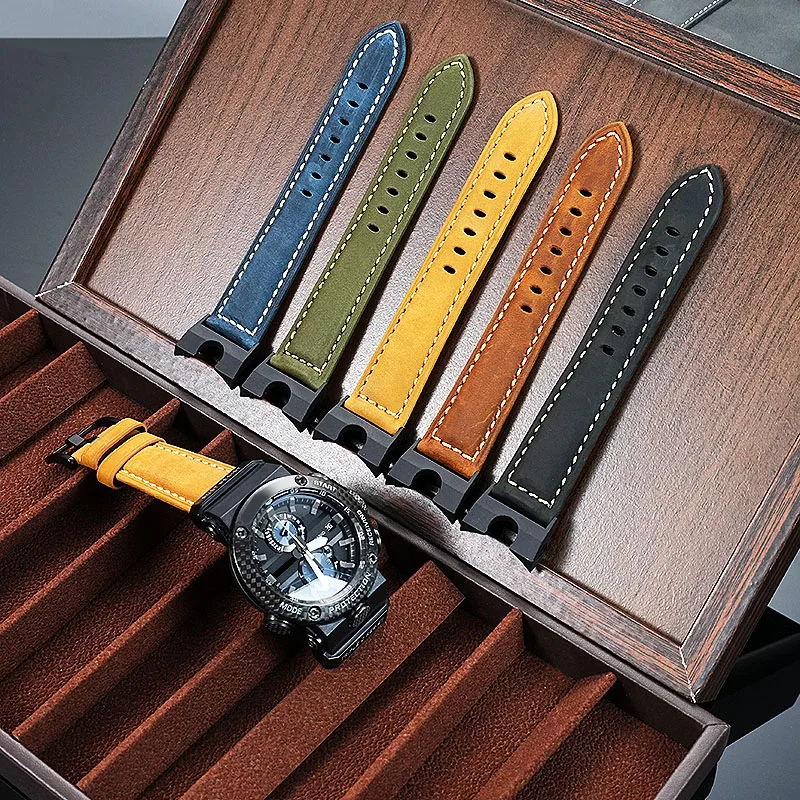 Фото Для Casio Sky Hero Aerospace Black Warrior кожаная цепочка для часов GWR серии B1000 специальный модифицированный кожаный ремешок для часов аксессуары №3