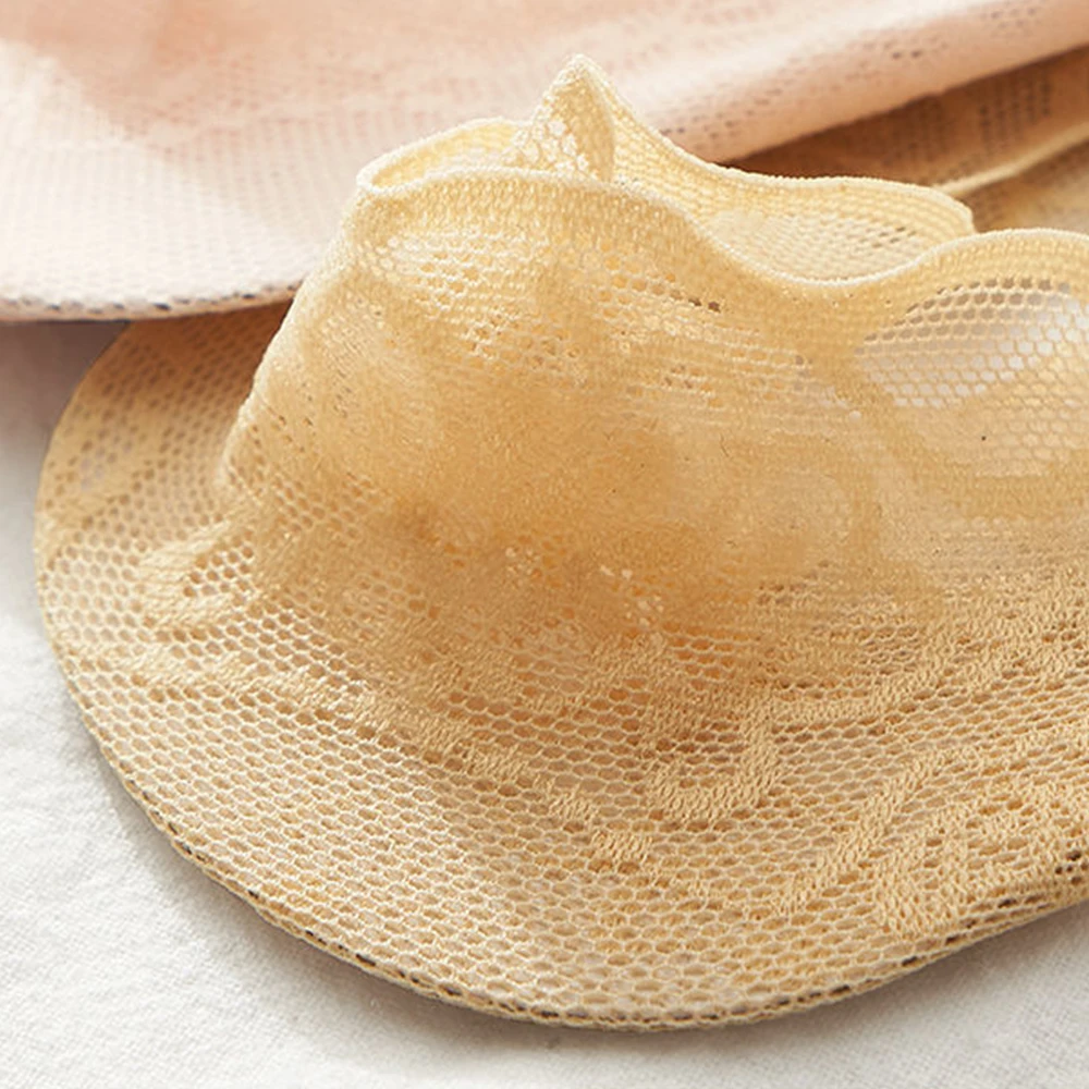 Women Girl Silica Gel Lace Boat Sock 5Pairs Fashion Sexy Invisible Cotton Sole Non-slip Breathable Slippers Cute Ankle Sock Gift