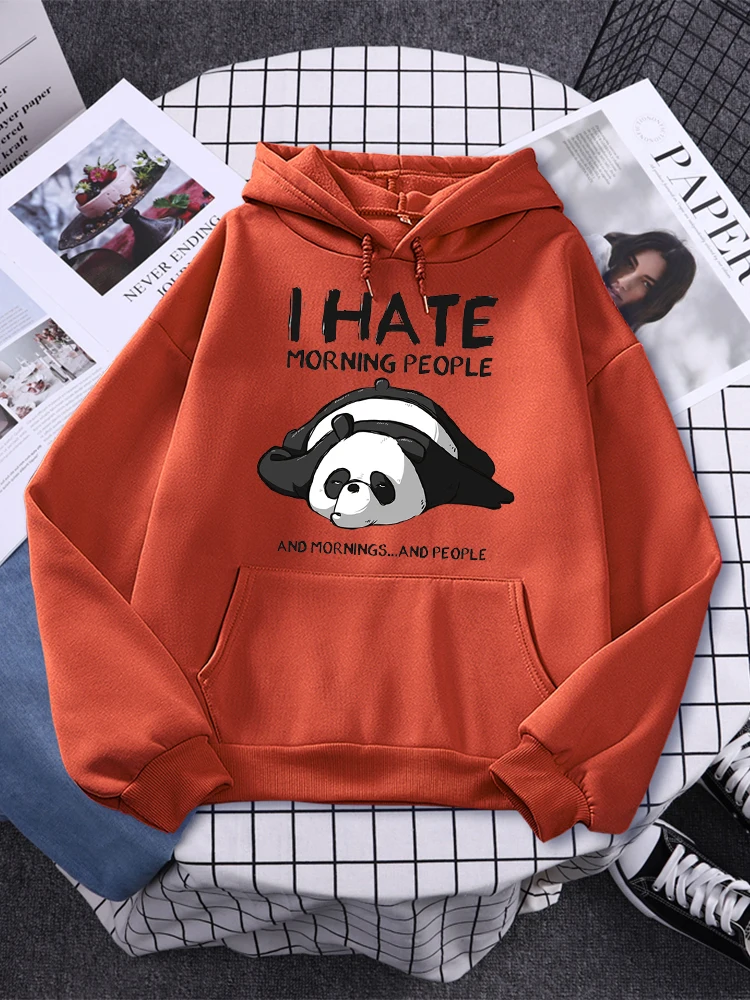 

Lazy Panda I Hate Morning People Prints Hoody Woman Casual Oversize Sweatshirt Autumn Fleece Hoody Fashion Soft Clothes Men's