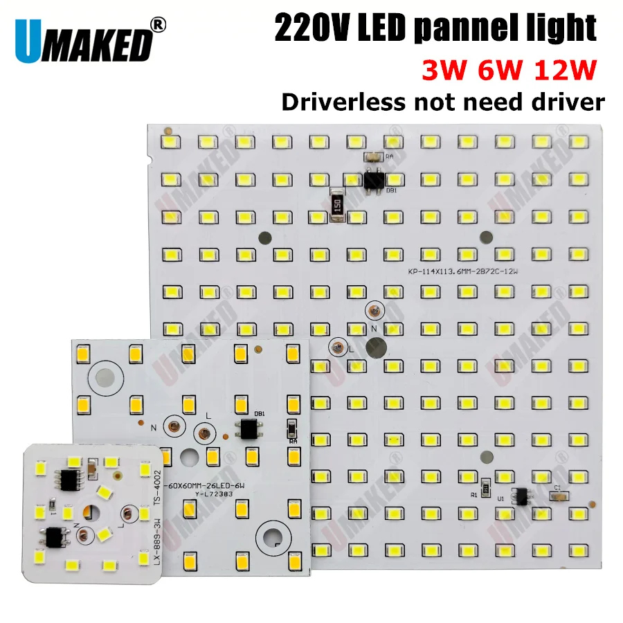 

5pcs AC 220V 3W 6W 12W 2835 SMD Lamp Plate Needn't Driver Connect Light Source White/ Warm White lamp panel