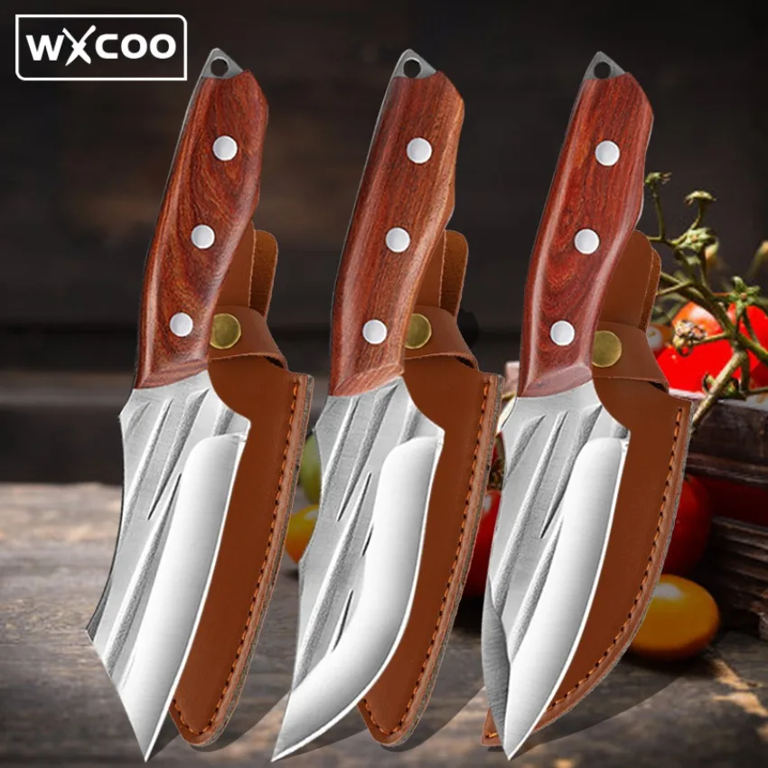 

Кованый нож шеф-повара, кухонный нож из нержавеющей стали ручной работы, для мяса, мясника, мяса, для мяса, уличный инструмент для барбекю