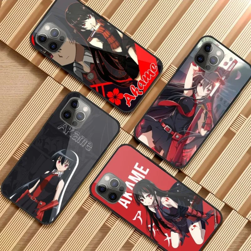 

Чехол для телефона с аниме Akame GA Kill для iPhone 14, 13, 12, 11, XS, X, 8, 7, 6 Plus, Mini Pro Max, SE, 2022, стеклянный чехол для телефона из поликарбоната