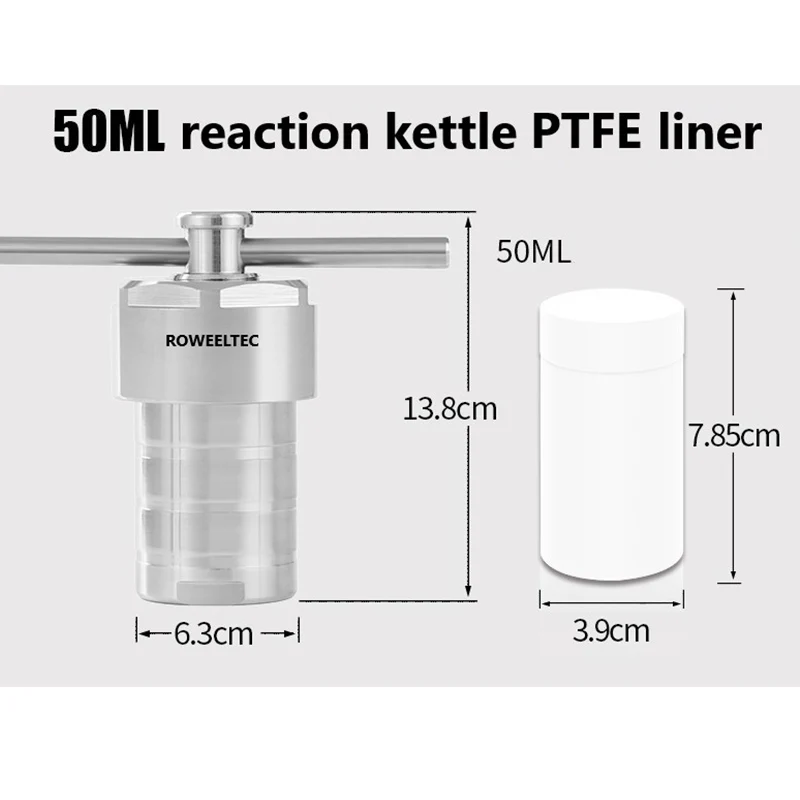 Hydrothermal Autoclave Reactor with PTFE Chamber Chamber Hydrothermal Synthesis 50ml te