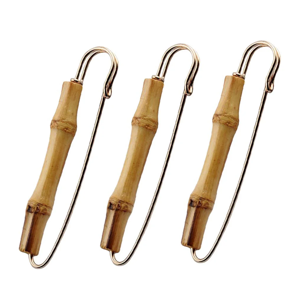 

3pcs Fashion Jewelry Women Men Vintage Bamboo Safety Pin Sweater Brooch Breastpin Clip Costume Jewelry