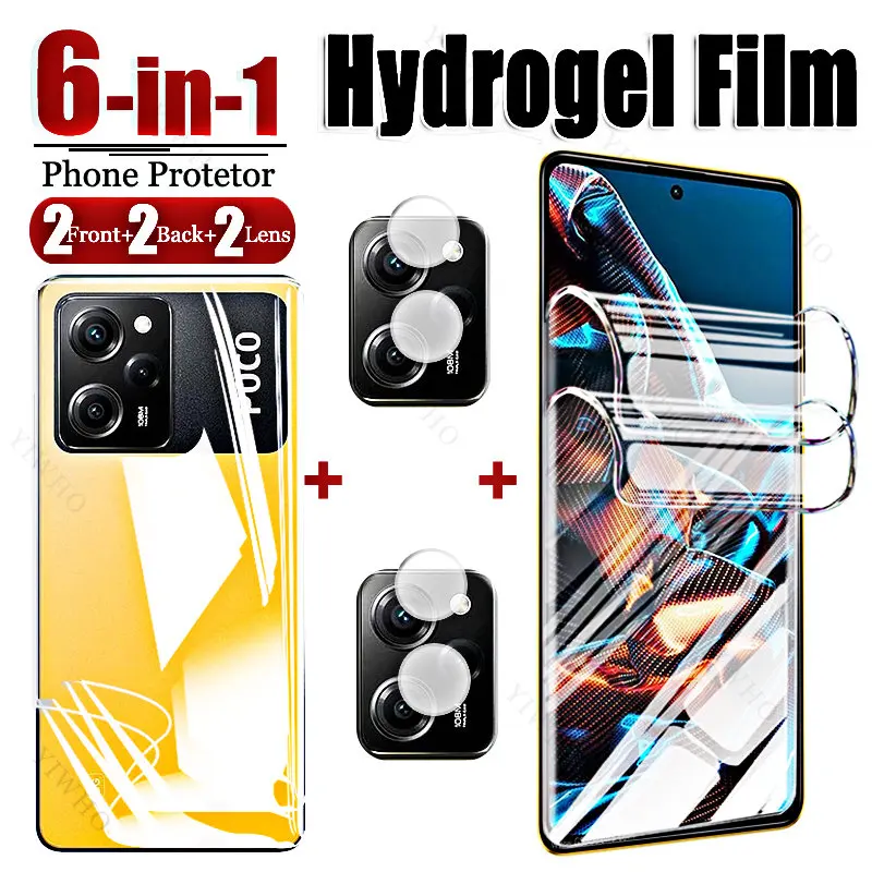 Мягкая Передняя Гидрогелевая пленка Hidrogel для Xiaomi Poco X5 Pro 5G, защитные пленки для экрана Poco M5s, стекло для объектива задней камеры X4 X3 M4 M3 F4 Gt