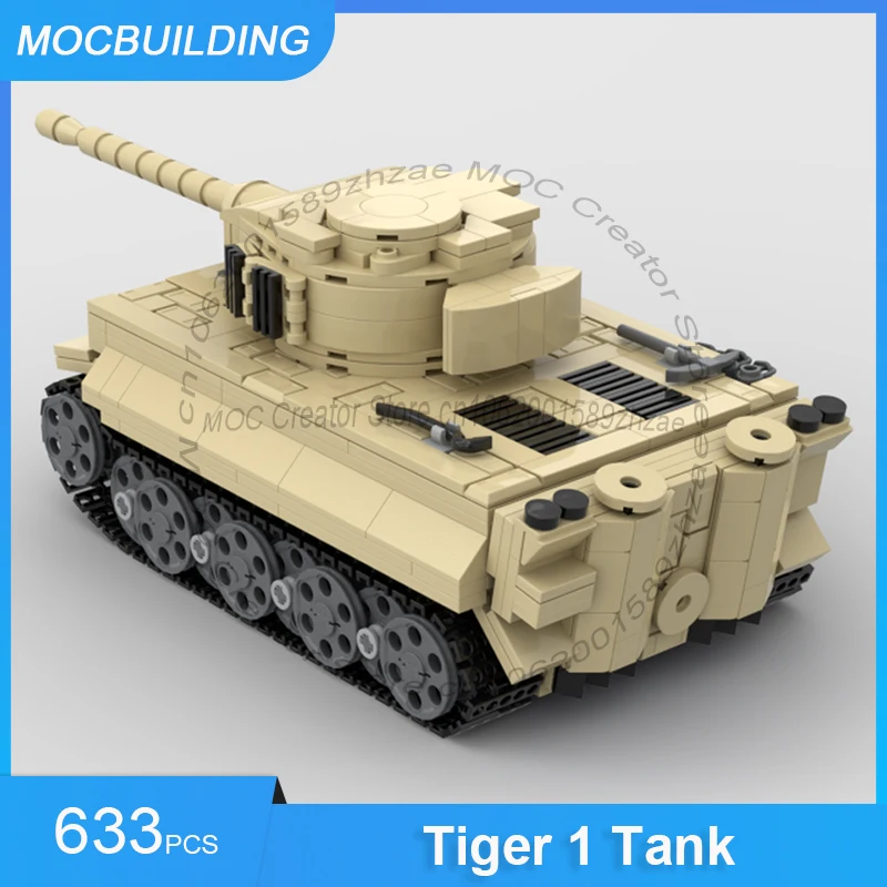 Конструктор MOC: Модель танка Тигр 1, сборные блоки, военная коллекция, креативные развивающие игрушки, подарки, 633 детали. (art.: 3920dcbbb08ff) - 3920dcbbb08ff
