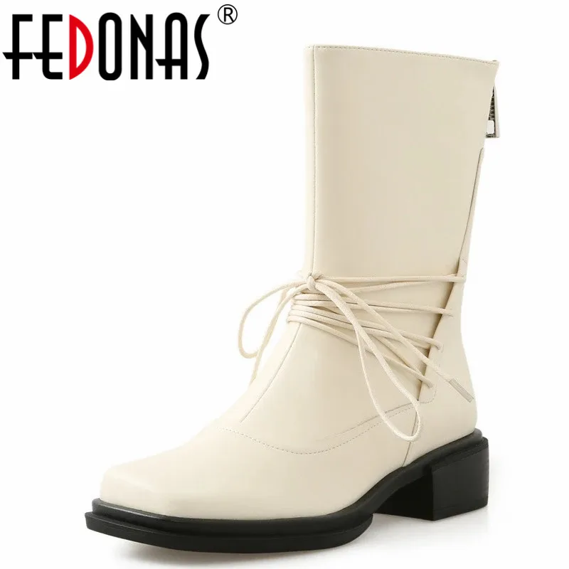 

FEDONAS New Concise Punk Woman Short Boots Autumn Winter Warm Cow Leather Party Basic Office Prom New Brand Design Shoes Woman