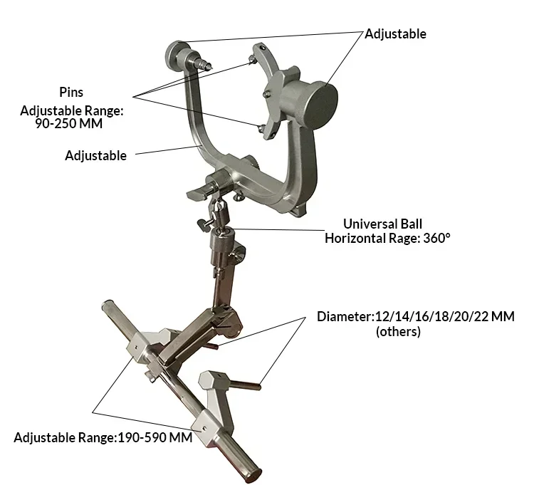 Нейрохирургические хирургические инструменты Трехточечный зажим черепа