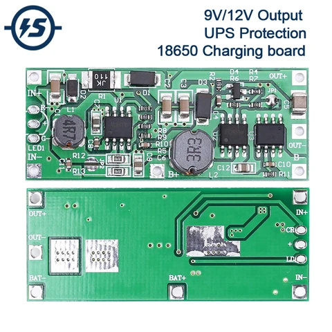 Повышающий Модуль зарядки литий-ионного и литиевого аккумулятора 18650, повышающий преобразователь постоянного тока 9 В/12 В, Выходная зарядка, разрядка, электронная плата защиты