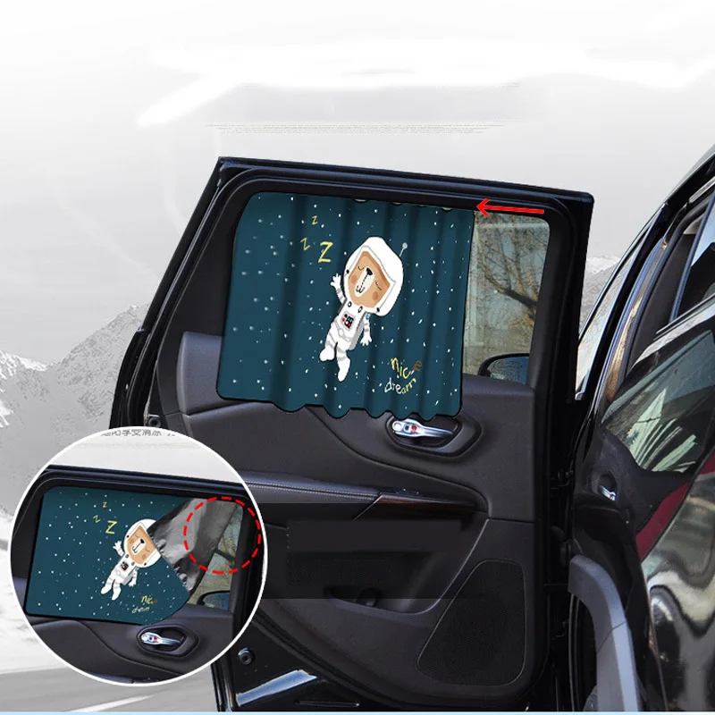 

Car Cartoon Cute Spaceman Magnet Side Window Sunshades Windshield Sunshade Rear Side Auto Window Sunshade Cover For Children