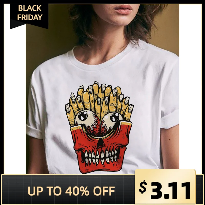 

Awesome Chips O-neck Printed Young Girls T-shirts Short Sleeves Ladies Tshirt For Woman Tops Summer Tee Women's Cartoon Clothing