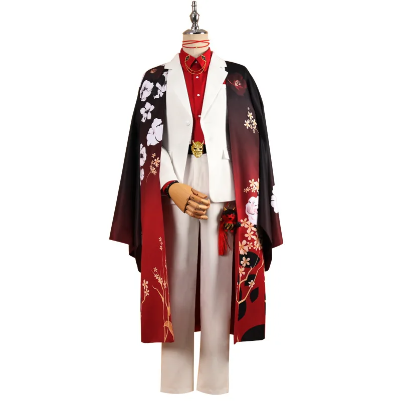 Vtuber Hololive Vox Akuma Anime Cosplay Costume Halloween Party Set Luxiem Kimono Cloak Suit |
