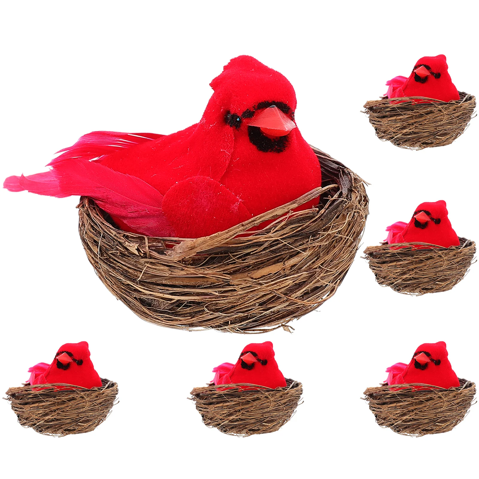 

Bird Birds Cardinal Decor Ornaments Christmas Artificialtree Adornment Fake Red Simulation Figurine Feathereddecoration Figure