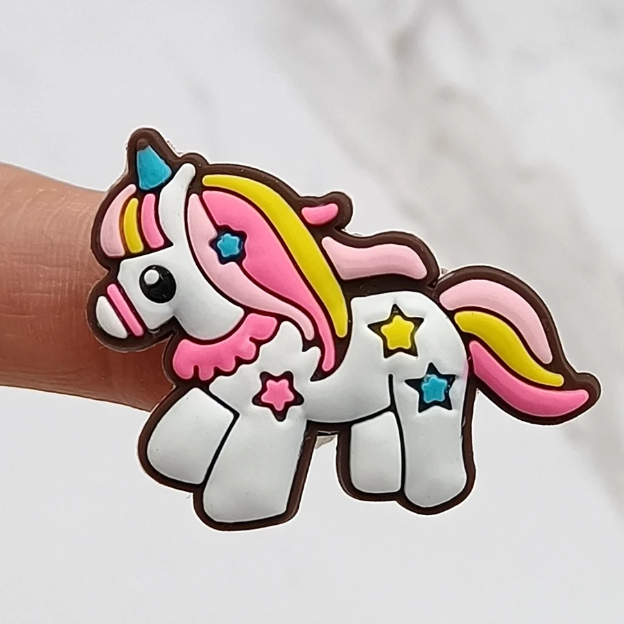 Dropshipping 1Pcs PVC Shoe Buckle Accessories Funny DIY Magic Unicorn Shoes Decoration Jibz For Croc Charms Kids X-mas Gift