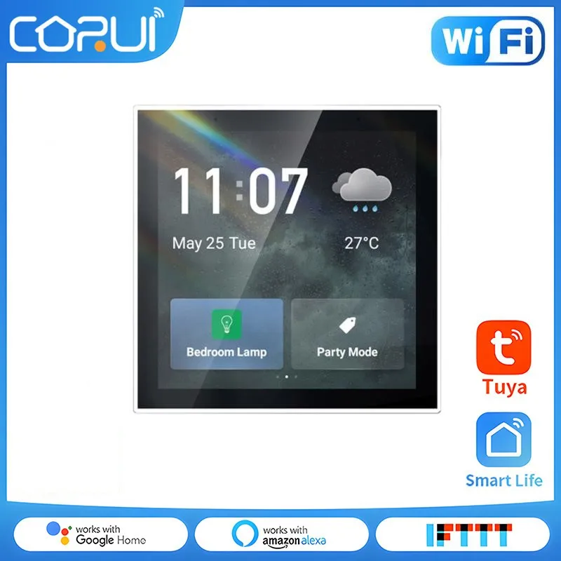 

CORUI Smart Home Multi-functional Touch Screen 4 Inches Central Control Panel For Intelligent Scenes Smart Tuya Devices