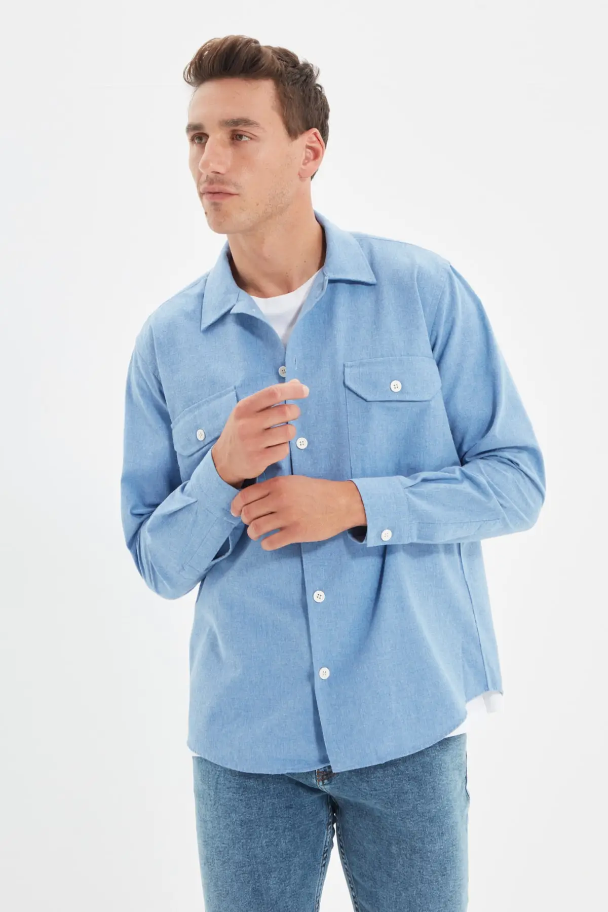 

Мужская рубашка с воротником и длинными рукавами, TMNAW22GO0341