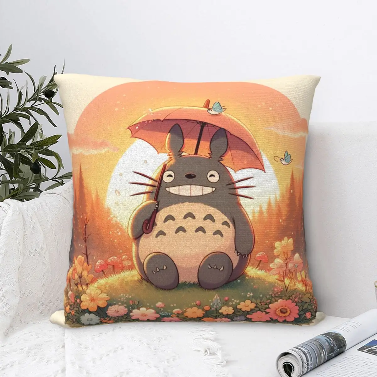 Квадратные наволочки в стиле аниме T-Totoros Kawaii полиэстер домашний забавный чехол