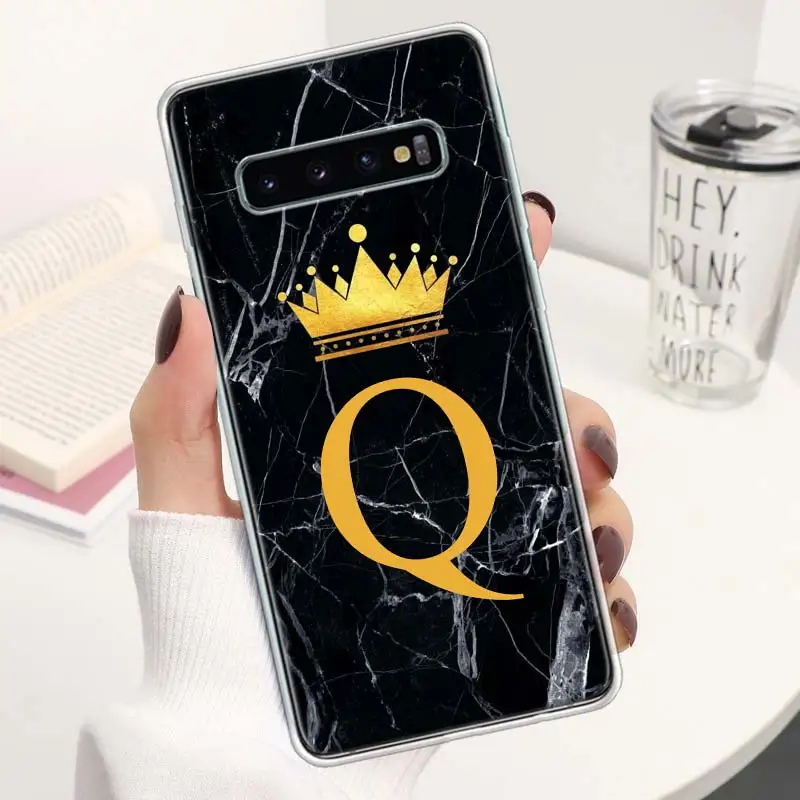 26 букв Корона пользовательский M Coque чехол для телефона Samsung Galaxy S24 S23 Ultra S22 S21 S20 FE S10