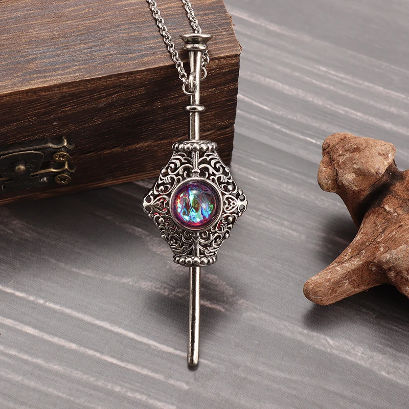 

Vintage Engraved Detachable Witch Wand Pendant Necklace for Men Women Necklace Fashion Party Couple Necklace Jewelry Gift