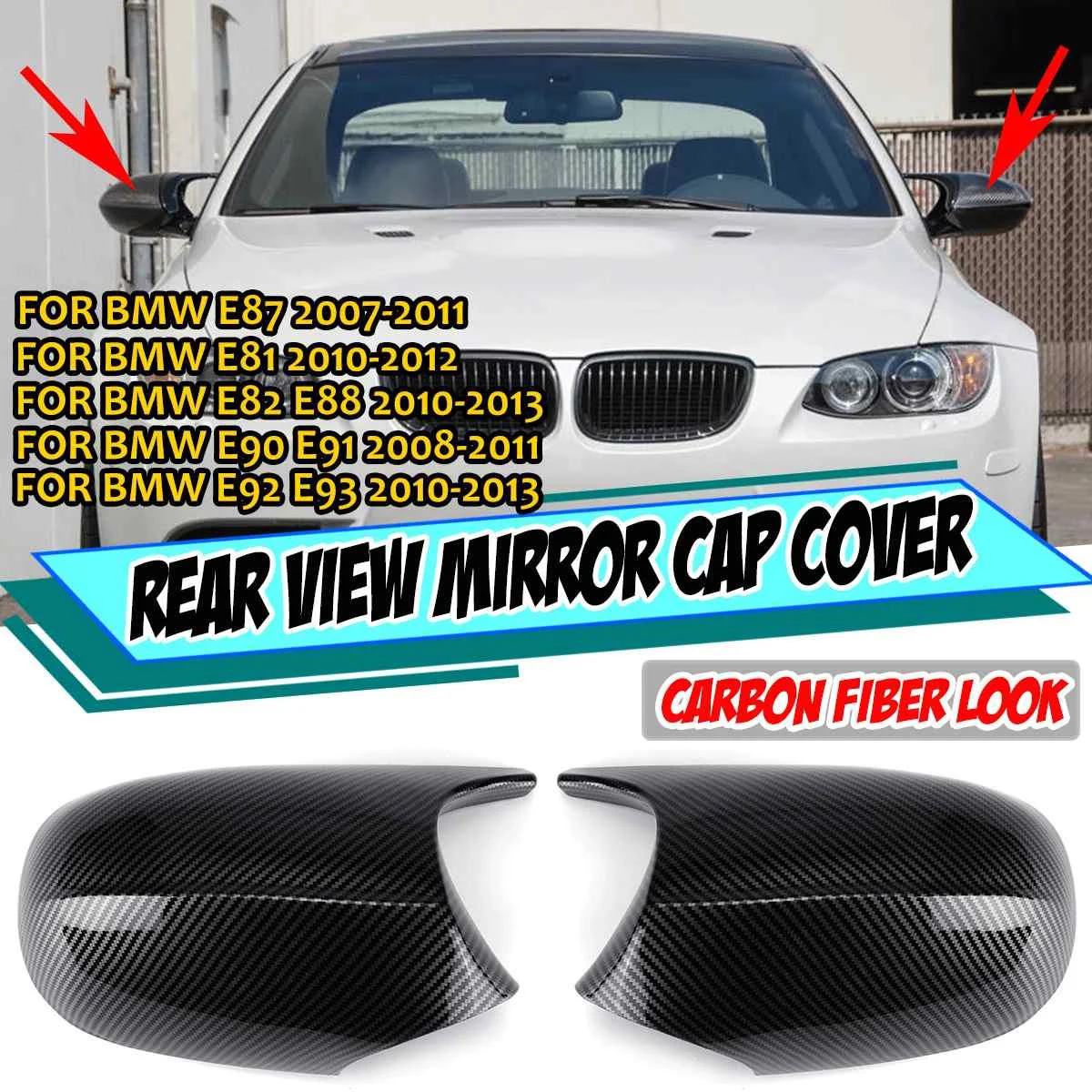 

2PCS E90 E92 Side Mirror Cover Car Rear View Mirror Cover Cap Shell For BMW E81 E82 E87 E88 E90 E91 E92 E93 LCI Facelifted Model