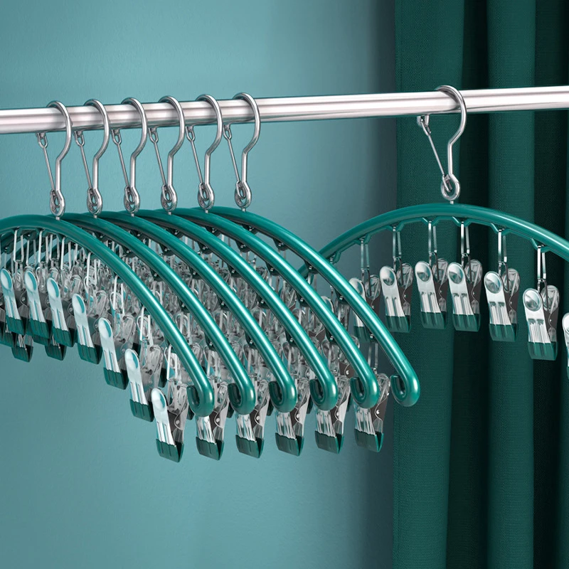

Drying Hanger for Laundry Stainless Steel Metal Multifunctional Waterproof Clothes Hanger with Clips Underwear Socks Hat Hanger