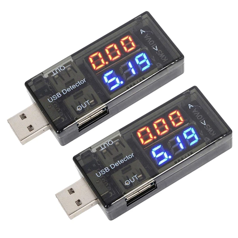 

2PCS USB Detector Digital Multimeter Meter Power Tester Current Voltage Battery Monitor With LED Display For Power Bank