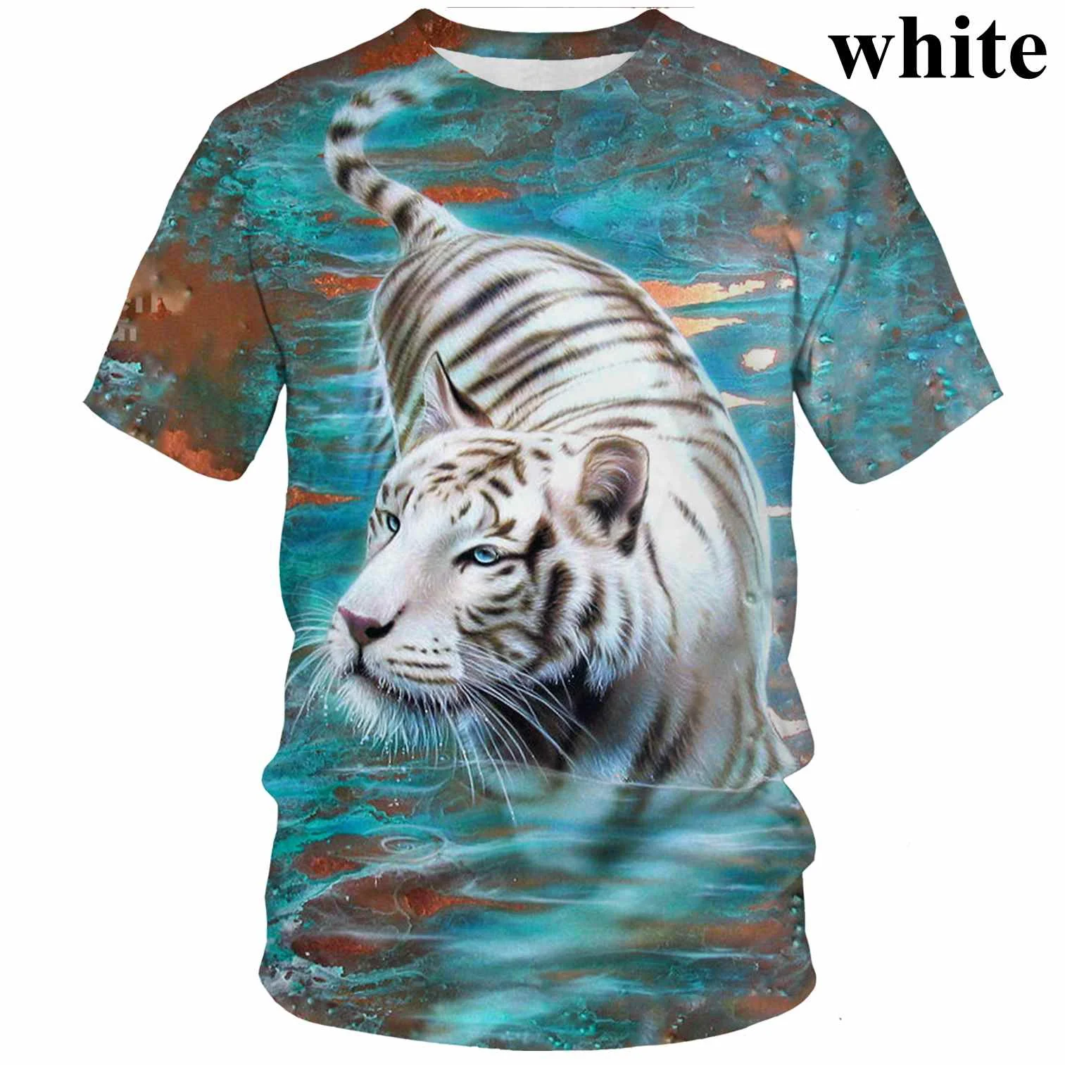 

2022 New Fashion Summer Cool Men's T-shirt Tiger 3d Digital Printing Breathable Quick-drying Sports Shirt