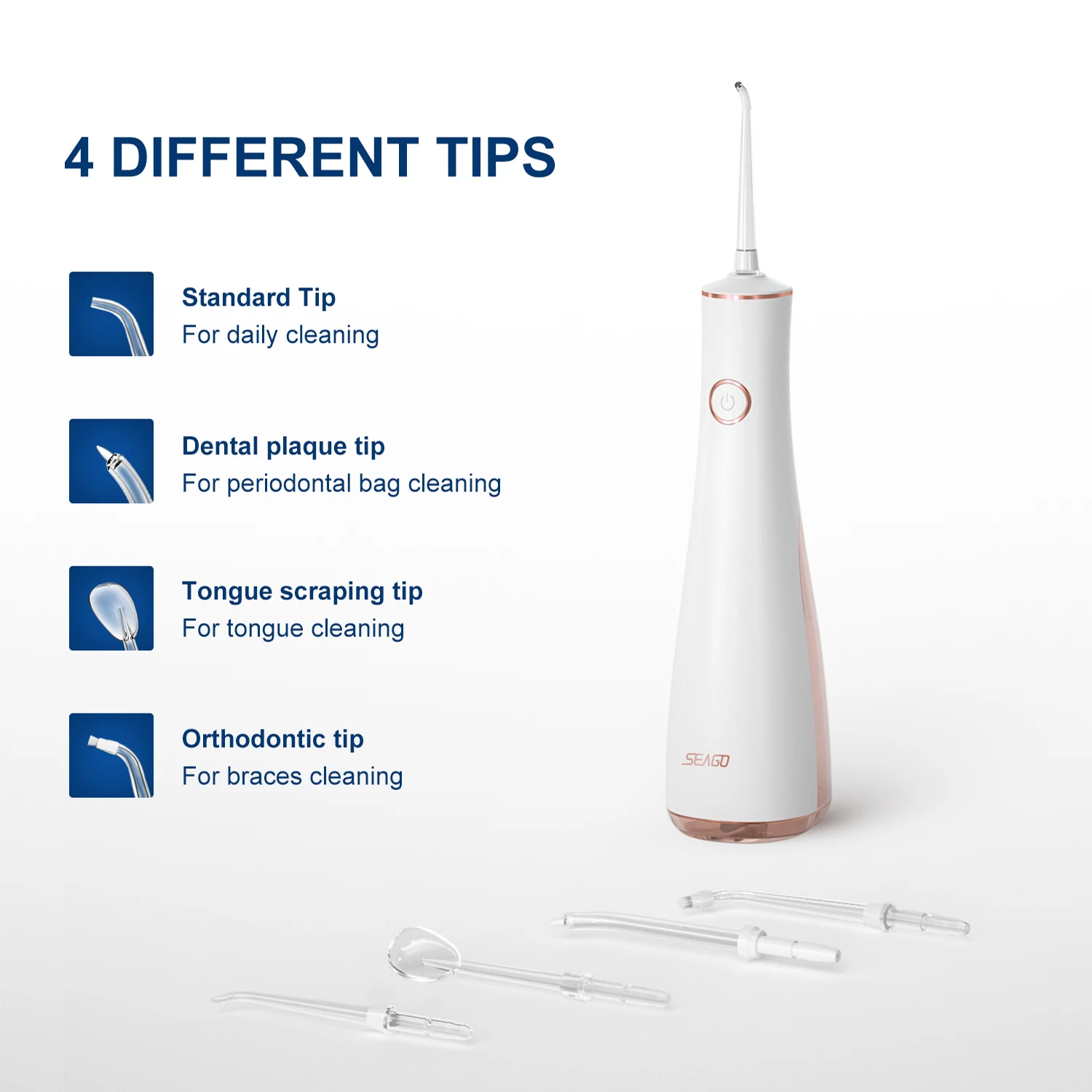 Seago Water Flosser Teeth Cleaner with 5 Nozzles Portable Dental Water Jet & Sonic Electric Toothbrush Brush with 8pc Heads