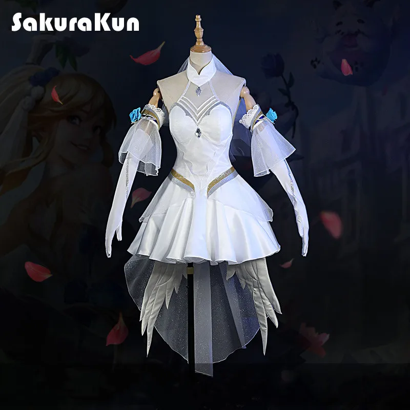 

Game LOL Lux Cosplay Costume LOL Crystal Rose Lux Cosplay Costume Sexy Women Wedding Dress Halloween Sleeve Full Set