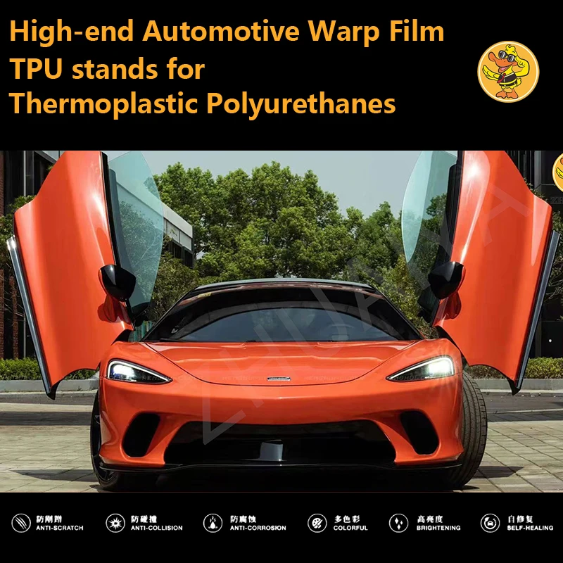 

High-end Automotive TPU car adequate vinyl stickers for self-fixed vinyl wrap covering film voiture Lava Orange 152*1 M