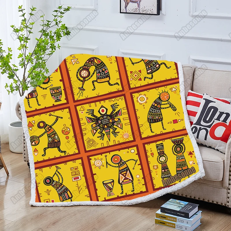 

Африканские Этнические узоры, шерпа, плед, одеяло для кровати, Фланелевое флисовое плюшевое покрывало, покрывала для дивана, Прямая поставк...