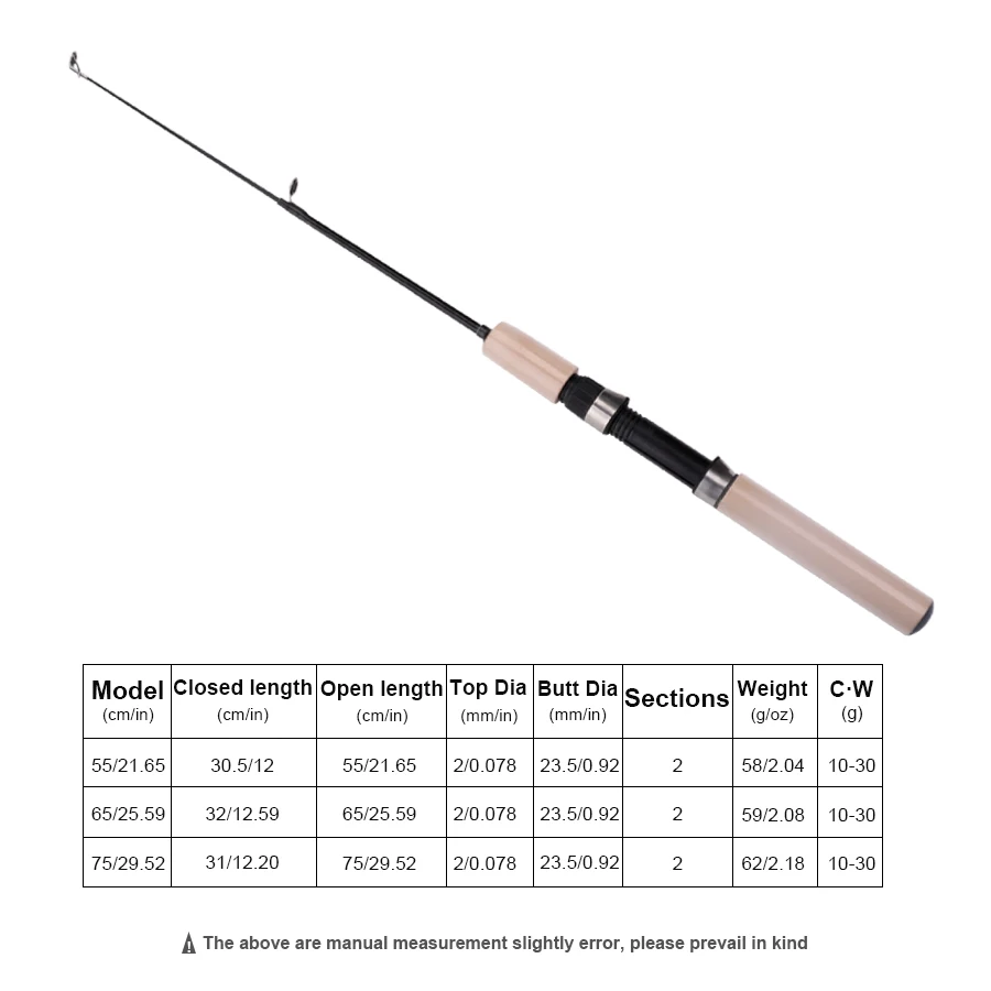 Телескопическая мини-удочка из углеродного волокна 55/65/75 см