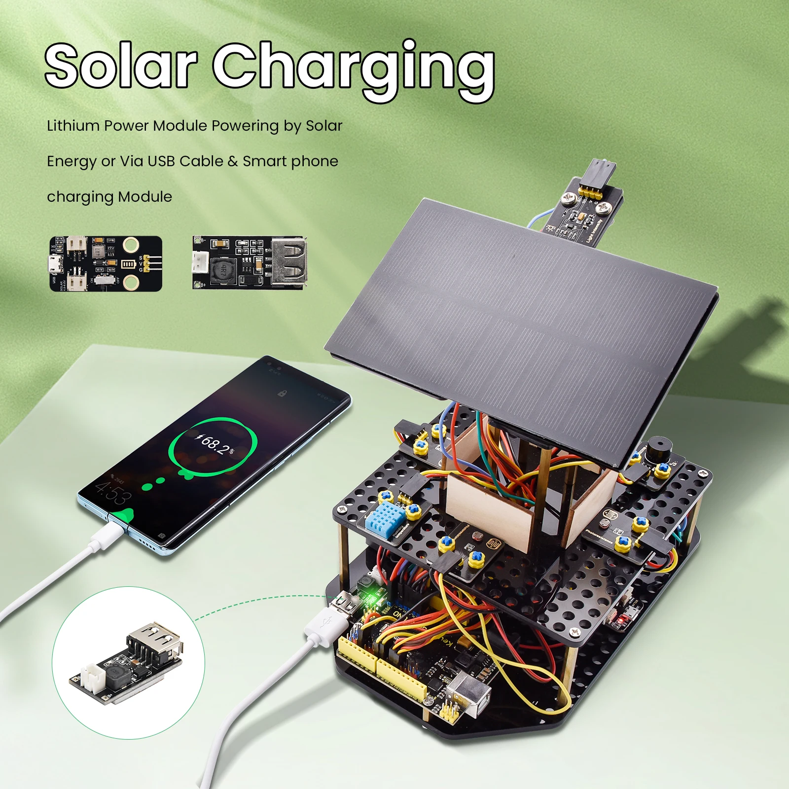 keyestudio acrylic smart solar tracker system tracking starter kit for arduino stem programming toys diy mobile phone charging free global shipping