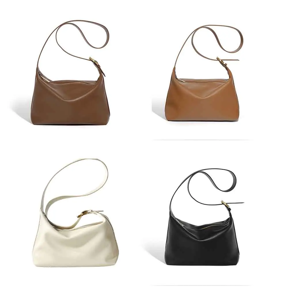 Fashion Minimalism Women Underarm Pouch Bag Soft Genuine Leather Solid Color Shoulder Stylish Lady Handbag Summer Tote 2023