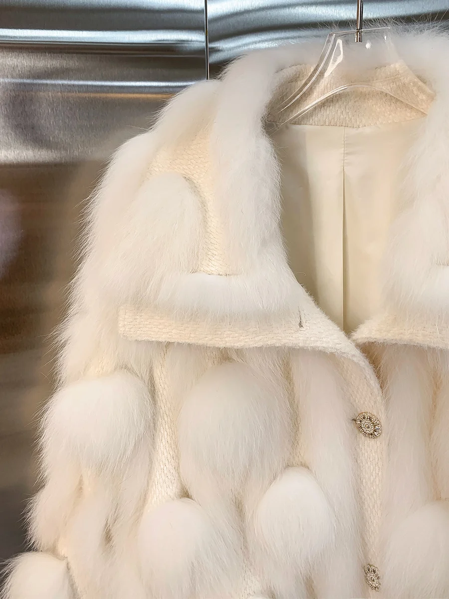 Trendy Fur New Young Large Lapel Cotton Candy Spokes Fox Fur Fur Coat for Women Winter winter jacket women  coat women