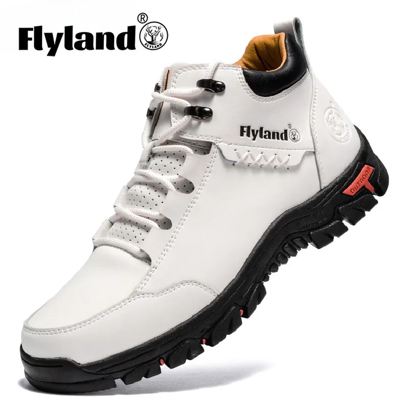 FLYLAND модные мужские модельные ботинки мужская обувь из спилка повседневная